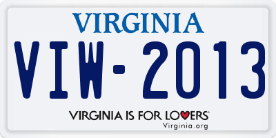 VA license plate VIW2013