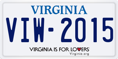 VA license plate VIW2015