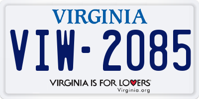 VA license plate VIW2085
