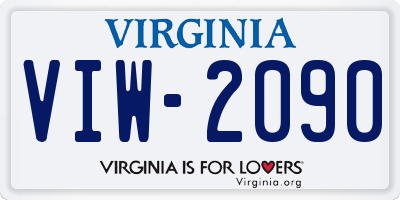 VA license plate VIW2090