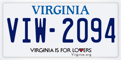 VA license plate VIW2094