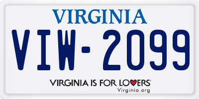 VA license plate VIW2099