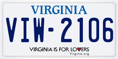 VA license plate VIW2106