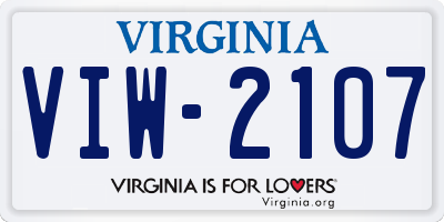VA license plate VIW2107
