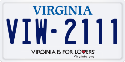 VA license plate VIW2111