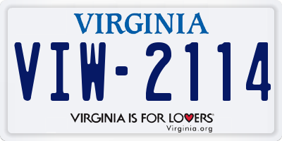 VA license plate VIW2114