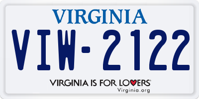 VA license plate VIW2122