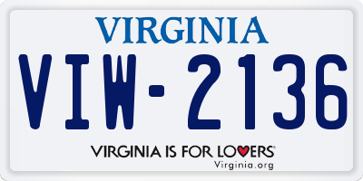 VA license plate VIW2136