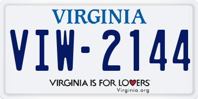 VA license plate VIW2144