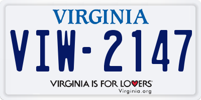 VA license plate VIW2147