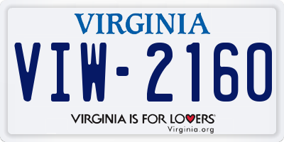 VA license plate VIW2160
