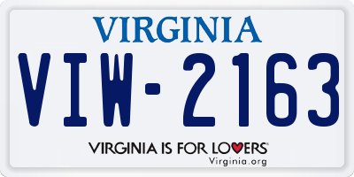 VA license plate VIW2163