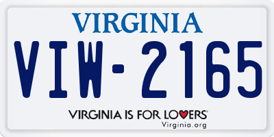 VA license plate VIW2165
