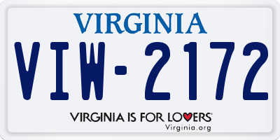 VA license plate VIW2172