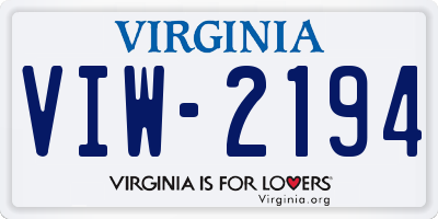 VA license plate VIW2194
