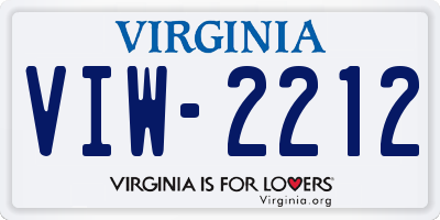 VA license plate VIW2212