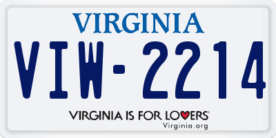 VA license plate VIW2214
