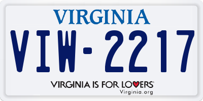 VA license plate VIW2217