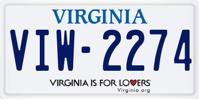 VA license plate VIW2274