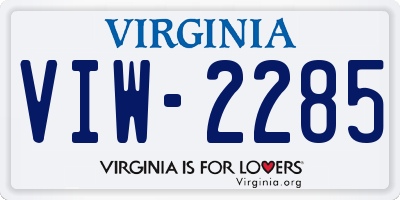 VA license plate VIW2285
