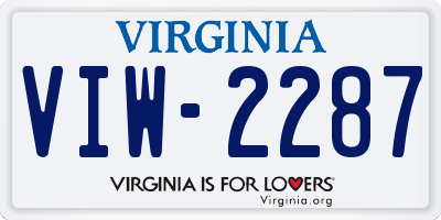 VA license plate VIW2287