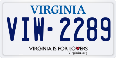 VA license plate VIW2289