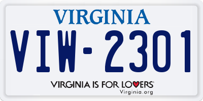 VA license plate VIW2301