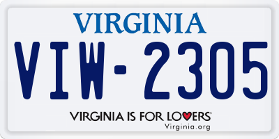 VA license plate VIW2305