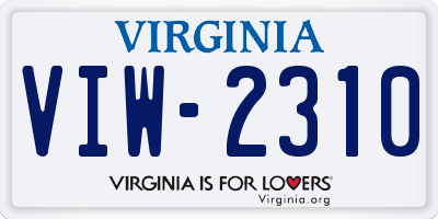 VA license plate VIW2310