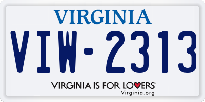 VA license plate VIW2313