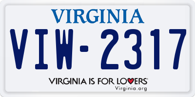 VA license plate VIW2317