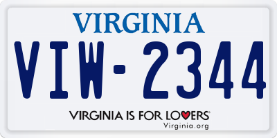 VA license plate VIW2344