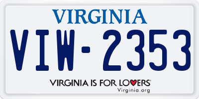 VA license plate VIW2353