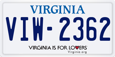 VA license plate VIW2362