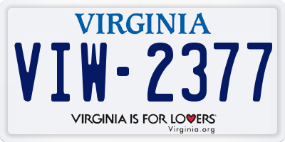 VA license plate VIW2377