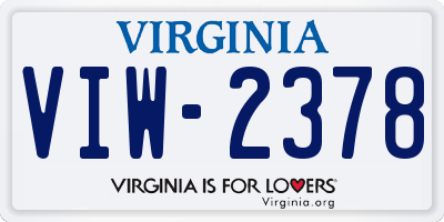 VA license plate VIW2378