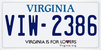 VA license plate VIW2386