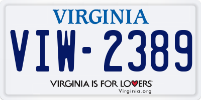 VA license plate VIW2389