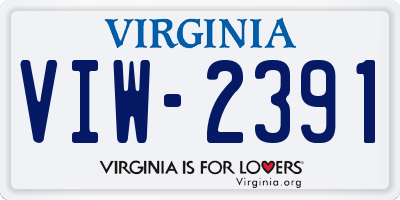 VA license plate VIW2391
