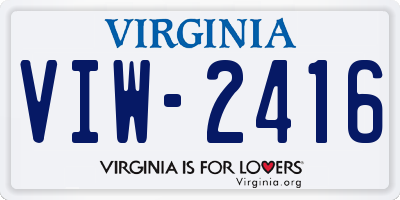 VA license plate VIW2416