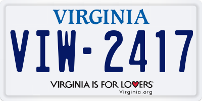 VA license plate VIW2417