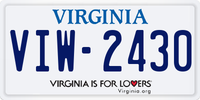 VA license plate VIW2430