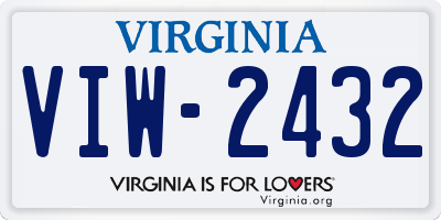 VA license plate VIW2432