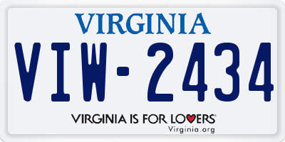 VA license plate VIW2434