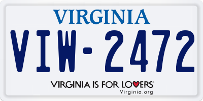 VA license plate VIW2472