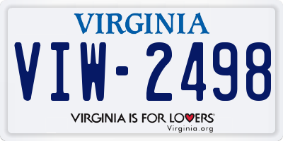 VA license plate VIW2498