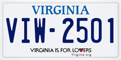 VA license plate VIW2501