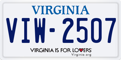 VA license plate VIW2507