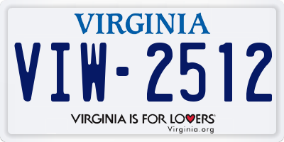 VA license plate VIW2512