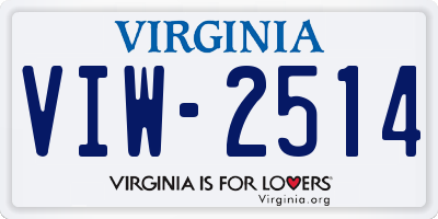VA license plate VIW2514